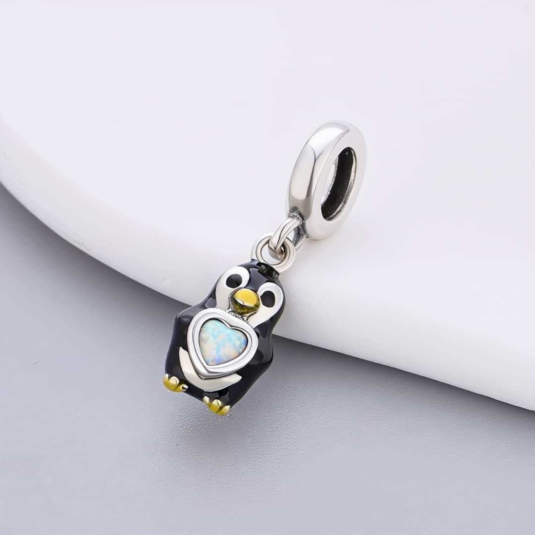 Amarante Jewelry Penguin with Heart Stone Dangle Charm