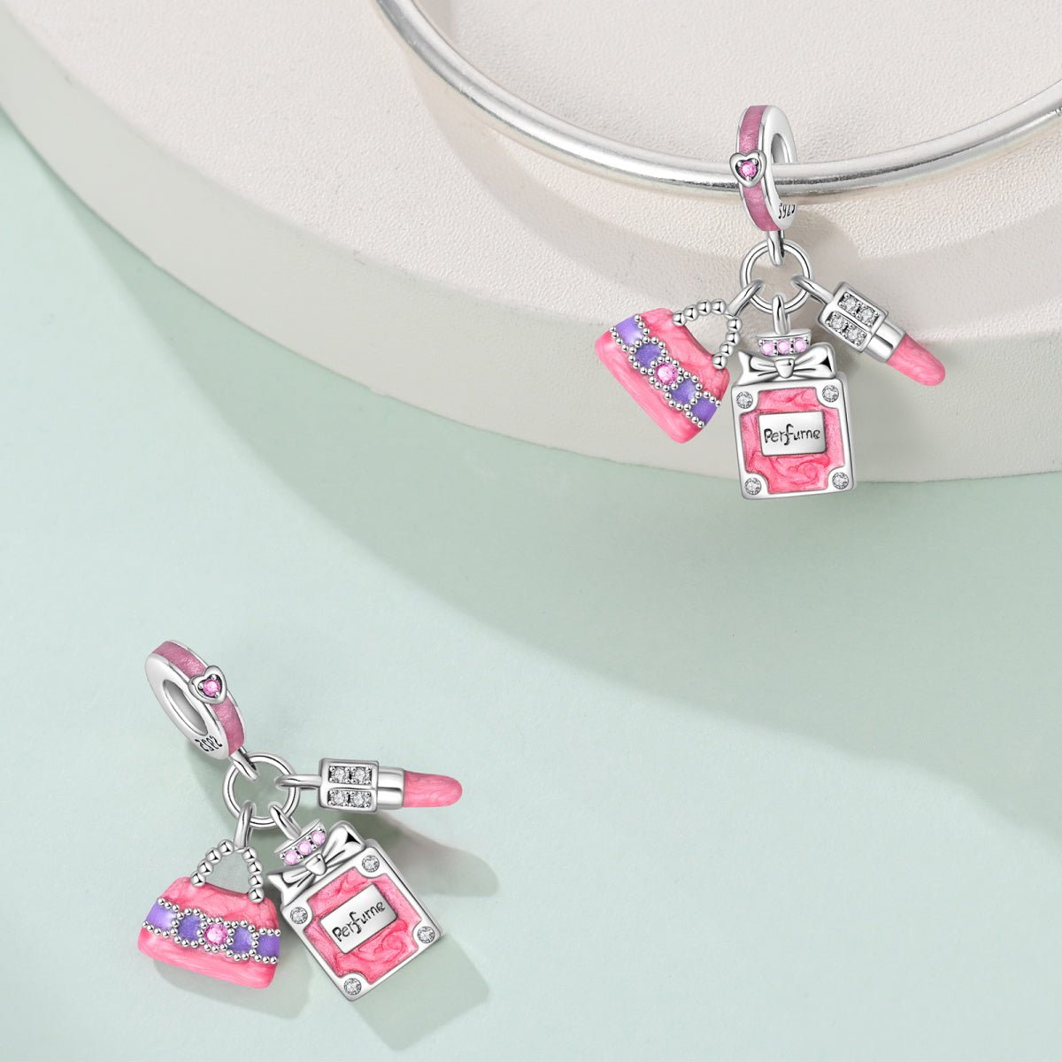 Amarante Jewelry Perfume Bottle, Lipstick, & Handbag Dangle Charm