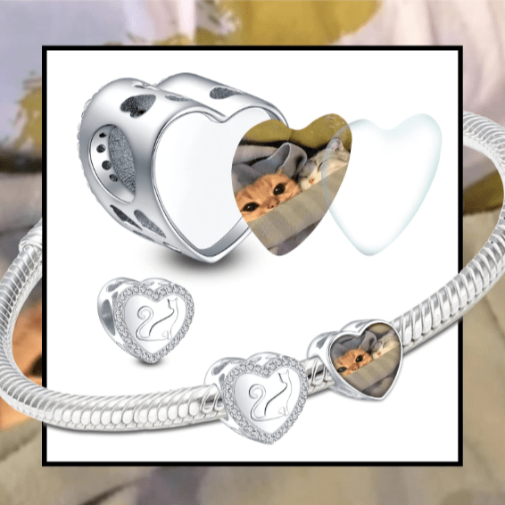 Amarante Jewelry Personalized Cat Heart Photo Charm