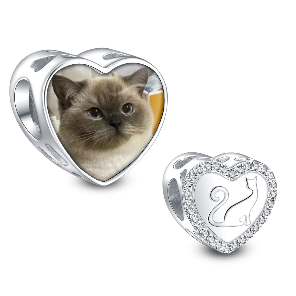 Amarante Jewelry Personalized Cat Heart Photo Charm