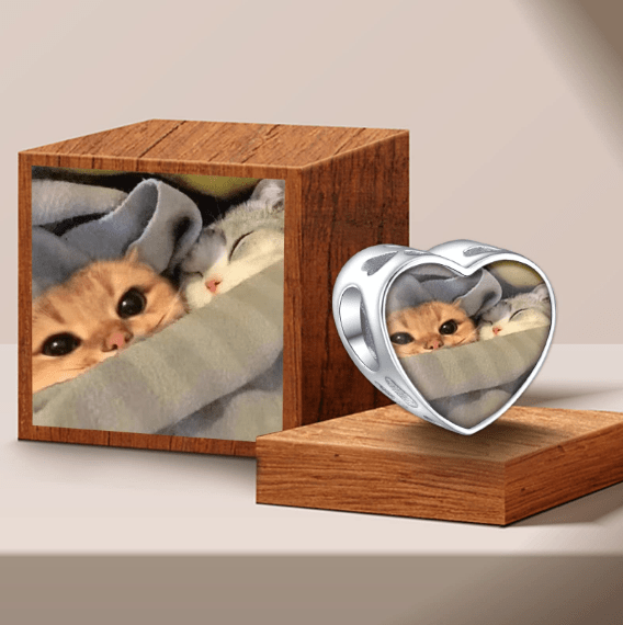 Amarante Jewelry Personalized Cat Heart Photo Charm