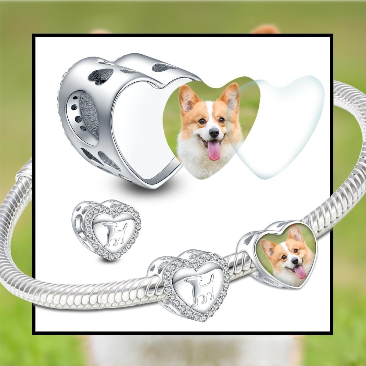 Amarante Jewelry Personalized Dog Photo Heart Charm