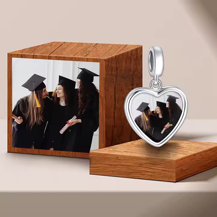 Amarante Jewelry Personalized Double Heart Photo Charm