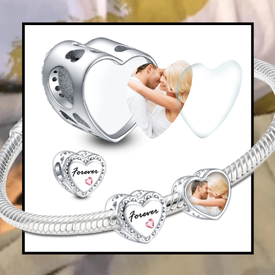 Amarante Jewelry Personalized Forever Pink Heart Photo Charm