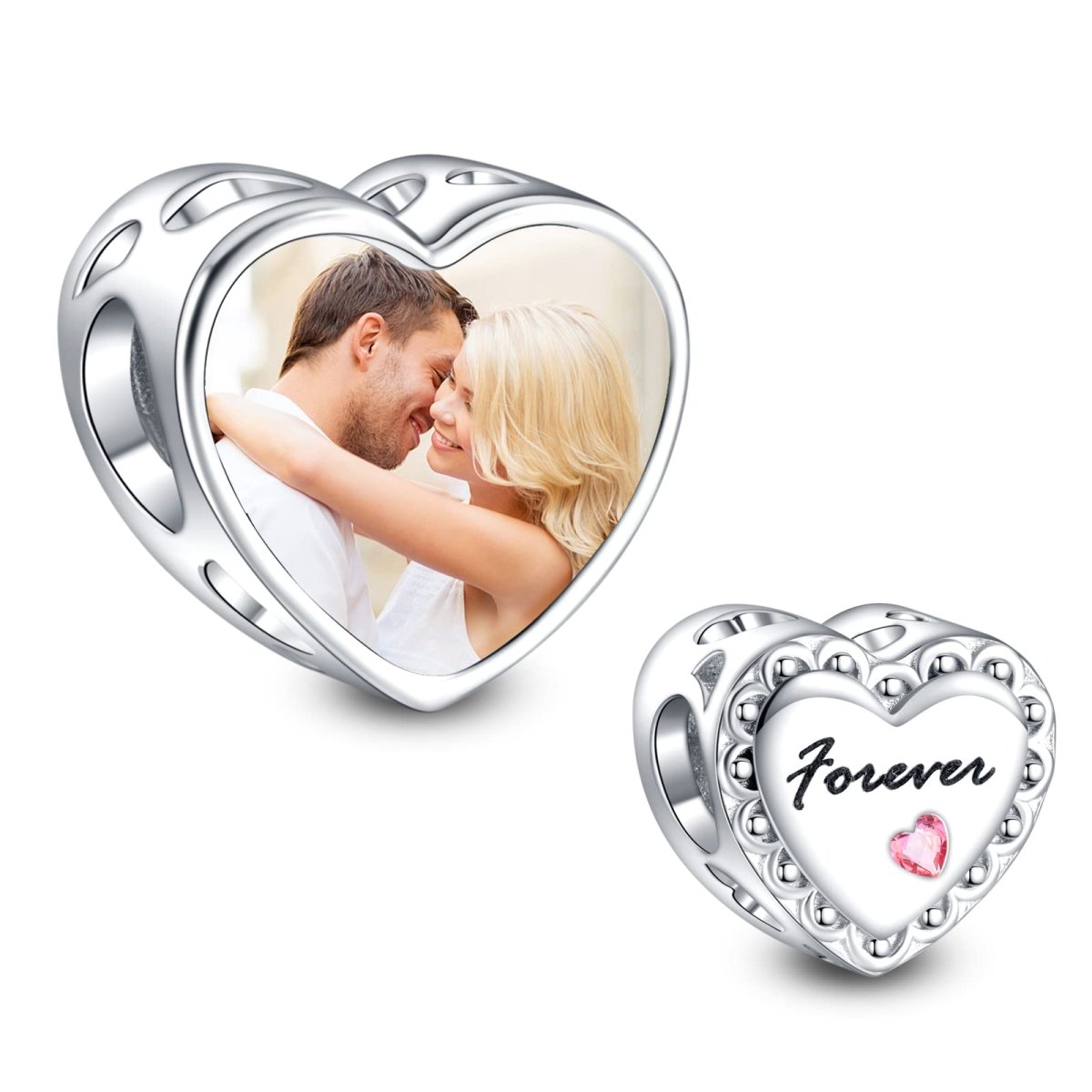 Amarante Jewelry Personalized Forever Pink Heart Photo Charm