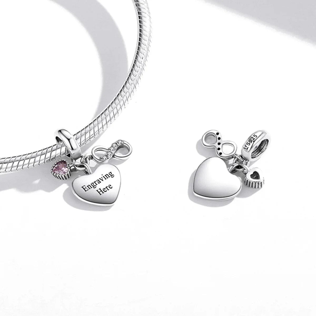 Amarante Jewelry Personalized Infinity Heart Engraved Charm