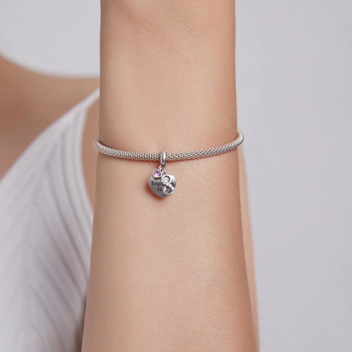 Amarante Jewelry Personalized Infinity Heart Engraved Charm