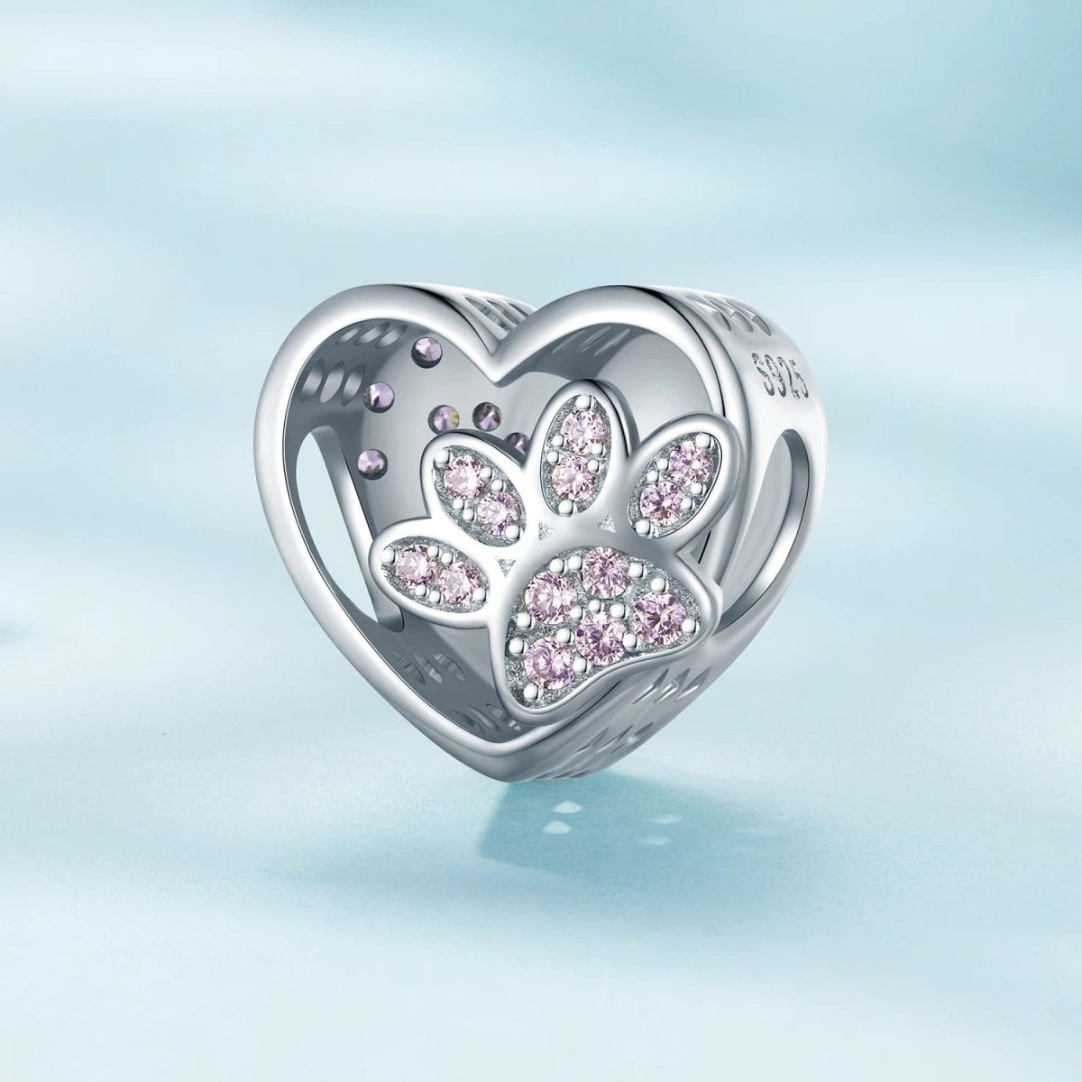 Amarante Jewelry Personalized Paw Print Engraved Heart Charm