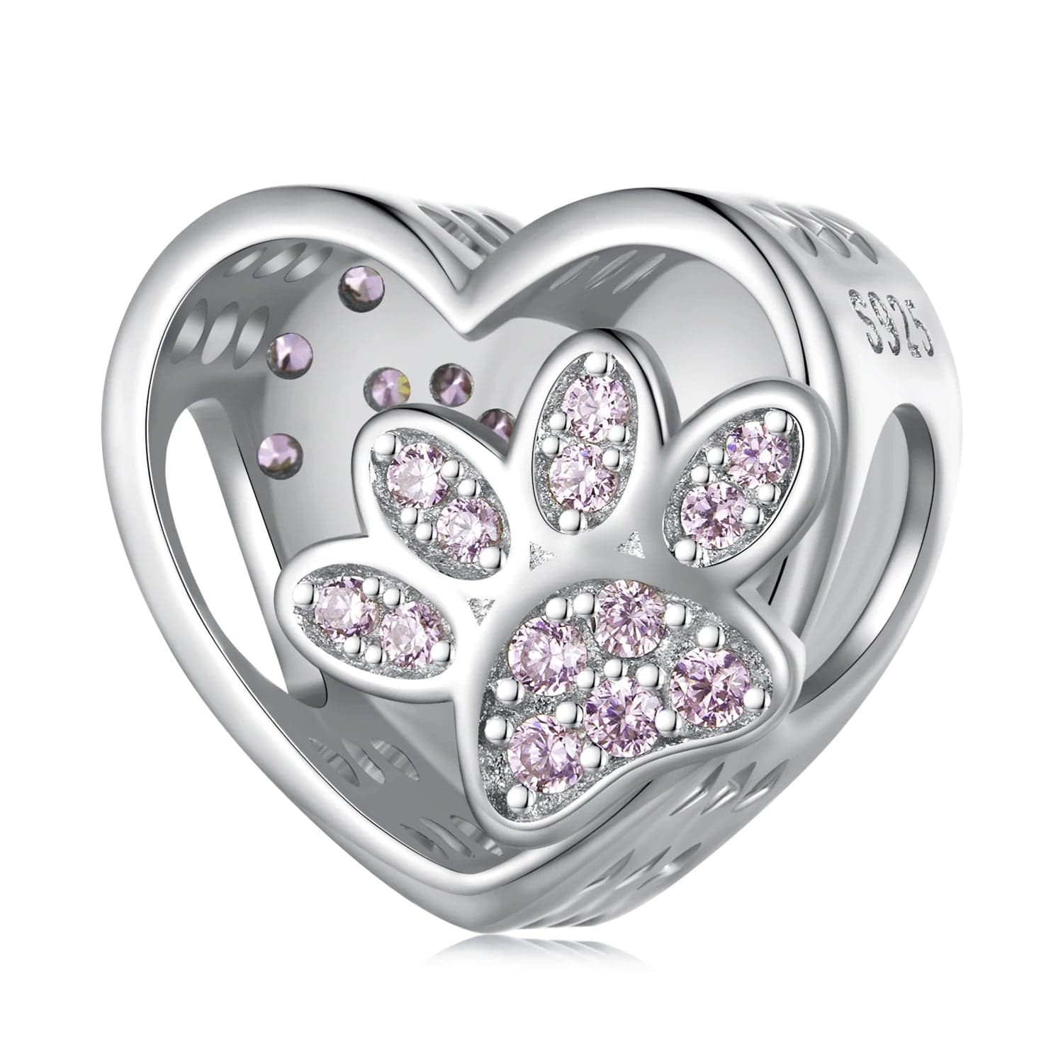 Amarante Jewelry Personalized Paw Print Engraved Heart Charm