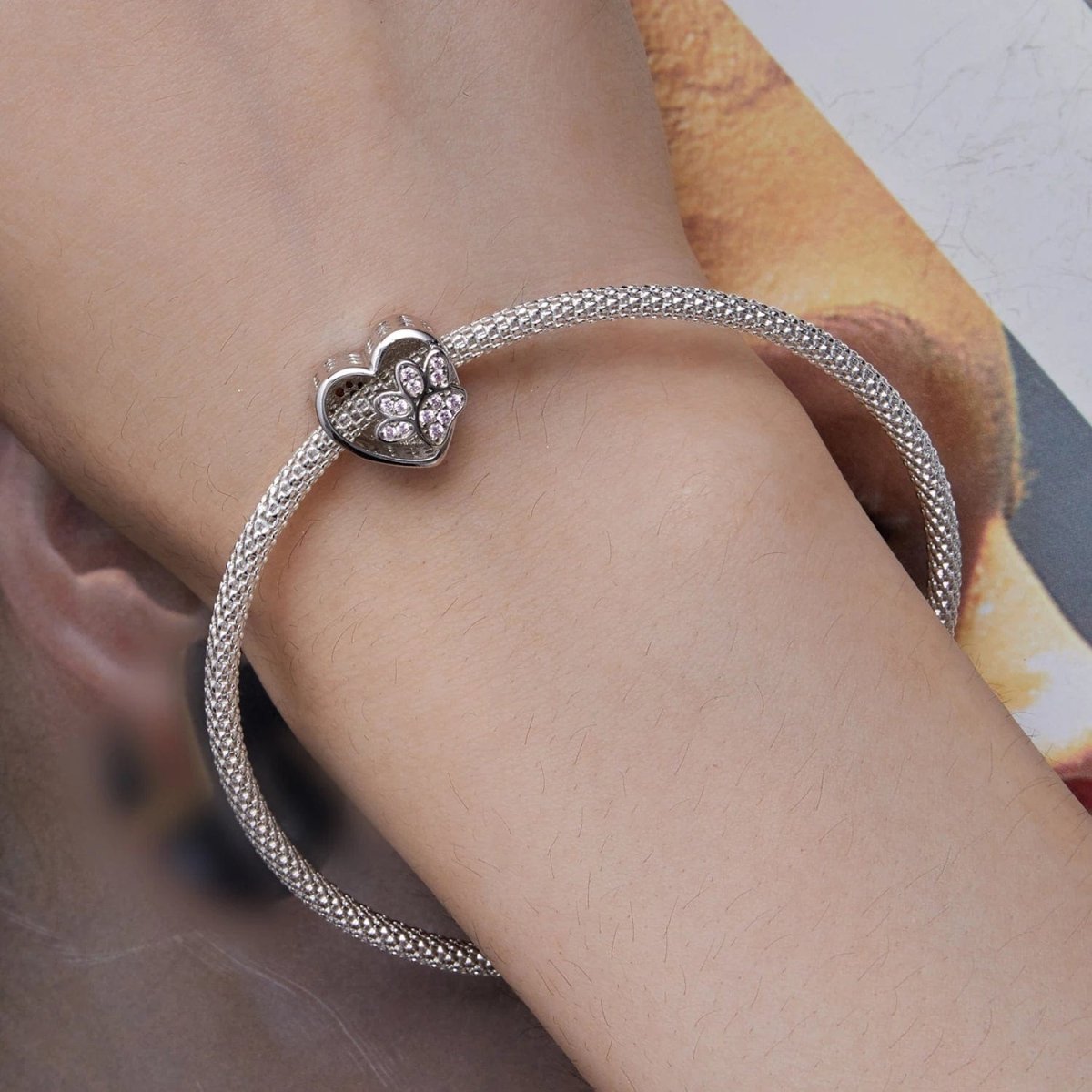 Amarante Jewelry Personalized Paw Print Engraved Heart Charm