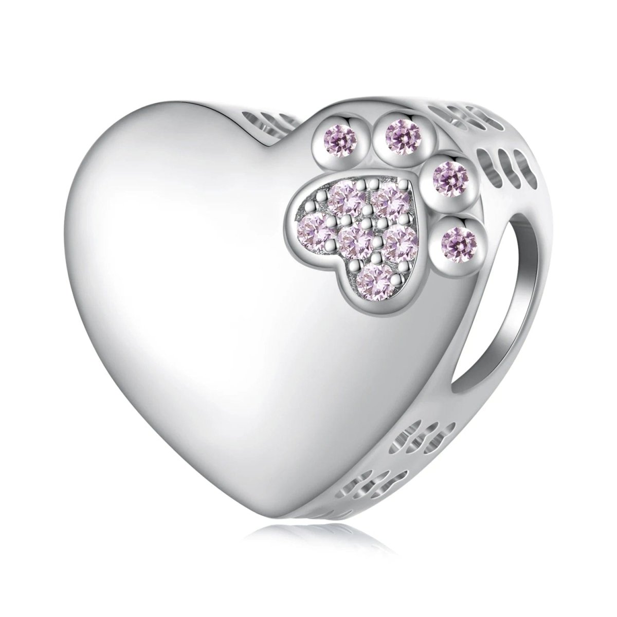 Amarante Jewelry Personalized Paw Print Engraved Heart Charm