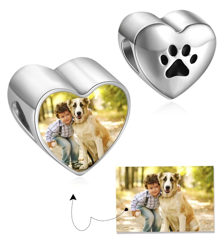 Amarante Jewelry Personalized Pet Paw Print Heart Photo Charm
