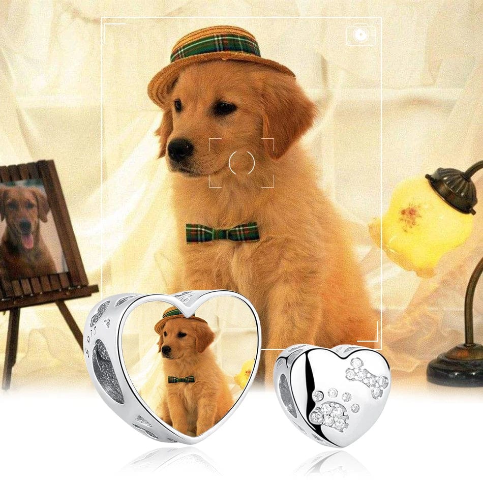 Amarante Jewelry Personalized Pet Photo & Paw Print Heart Charm