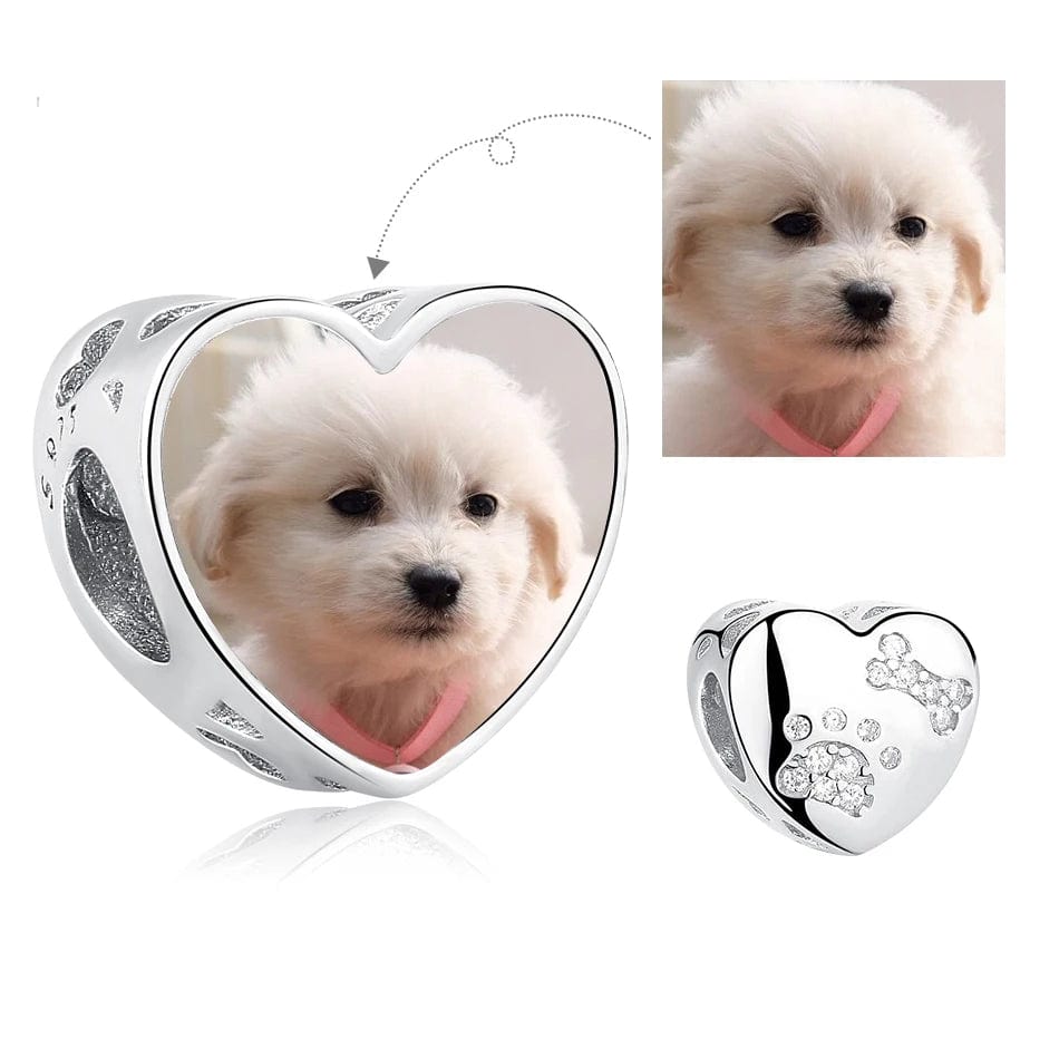 Amarante Jewelry Personalized Pet Photo & Paw Print Heart Charm