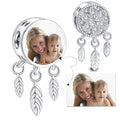 Amarante Jewelry Personalized Photo Charm with Feather Pendants