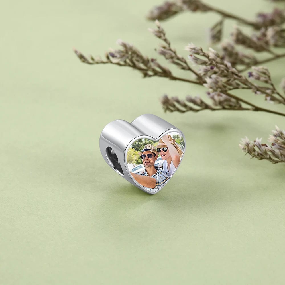 Amarante Jewelry Personalized Photo & Cubic Zirconia Paved Heart Charm