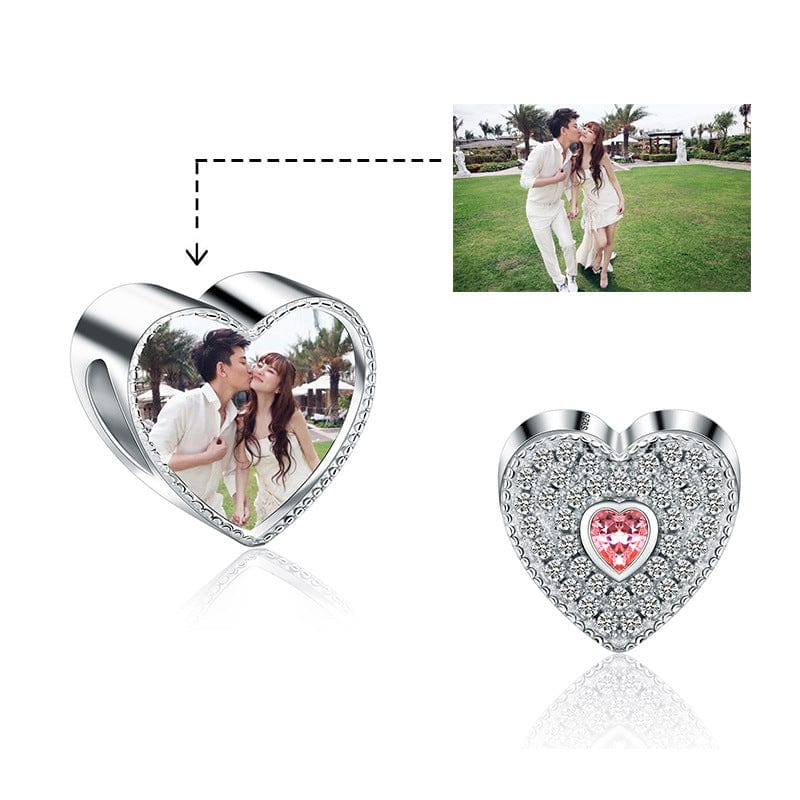 Amarante Jewelry Personalized Sparkling Heart Photo Charm