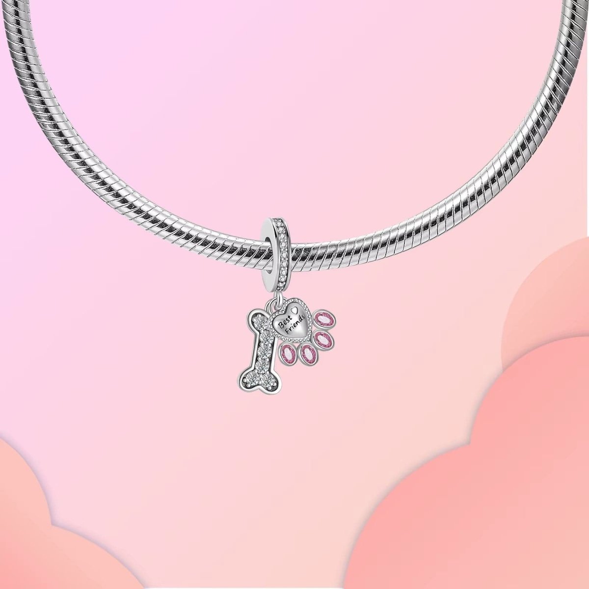 Amarante Jewelry Pet Animal Best Friend Paw Bone Dangle Charm