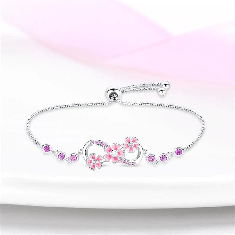 Amarante Jewelry Pink Blossom Infinity Bracelet with Sparkling Gemstones
