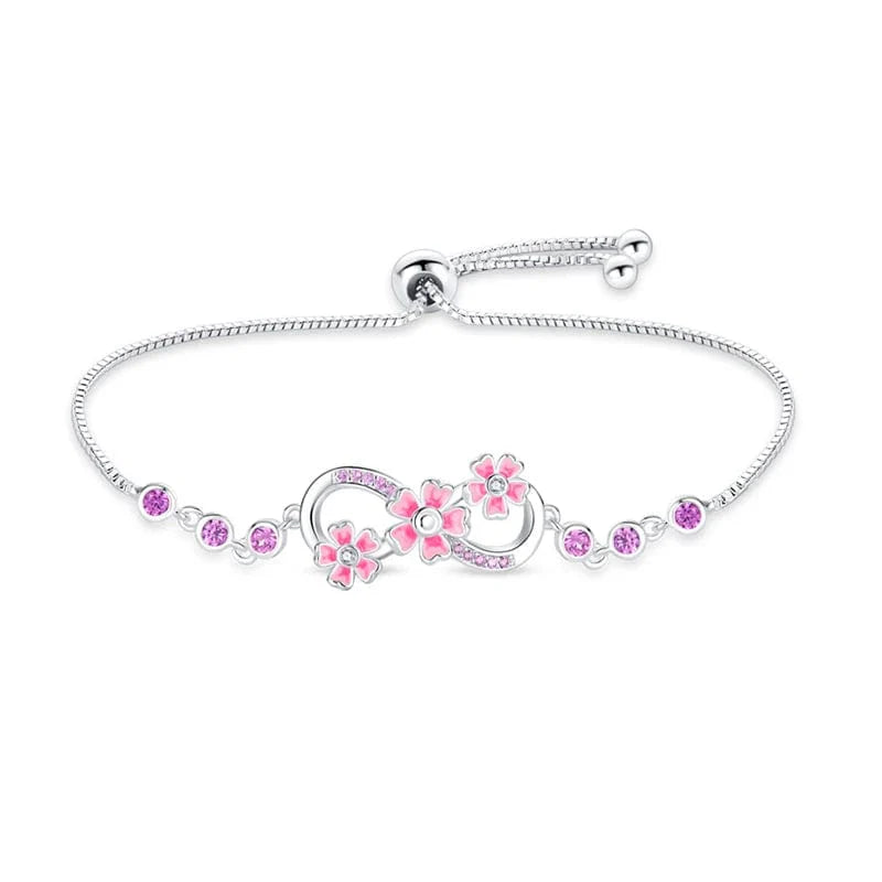 Amarante Jewelry Pink Blossom Infinity Bracelet with Sparkling Gemstones
