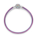 Amarante Jewelry Pink & Blue Braided Leather Bracelet with Forever Clasp