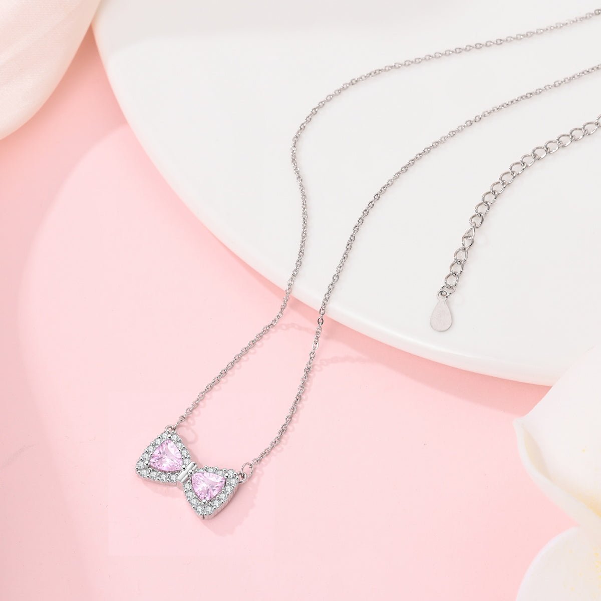 Amarante Jewelry Pink Bow Gemstone Necklace