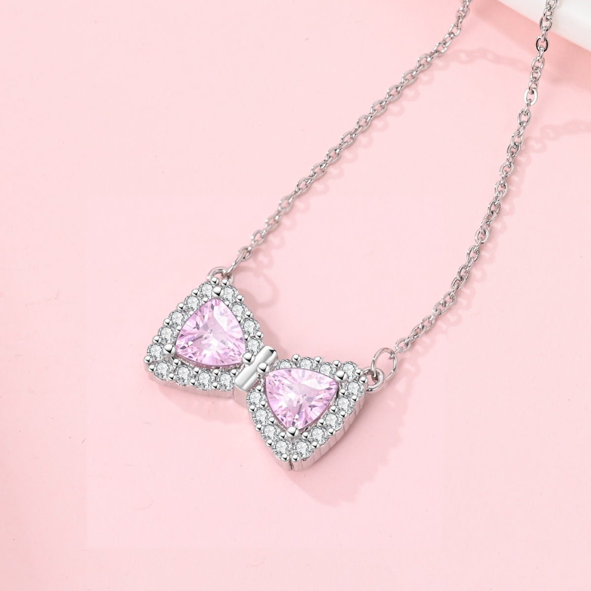 Amarante Jewelry Pink Bow Gemstone Necklace