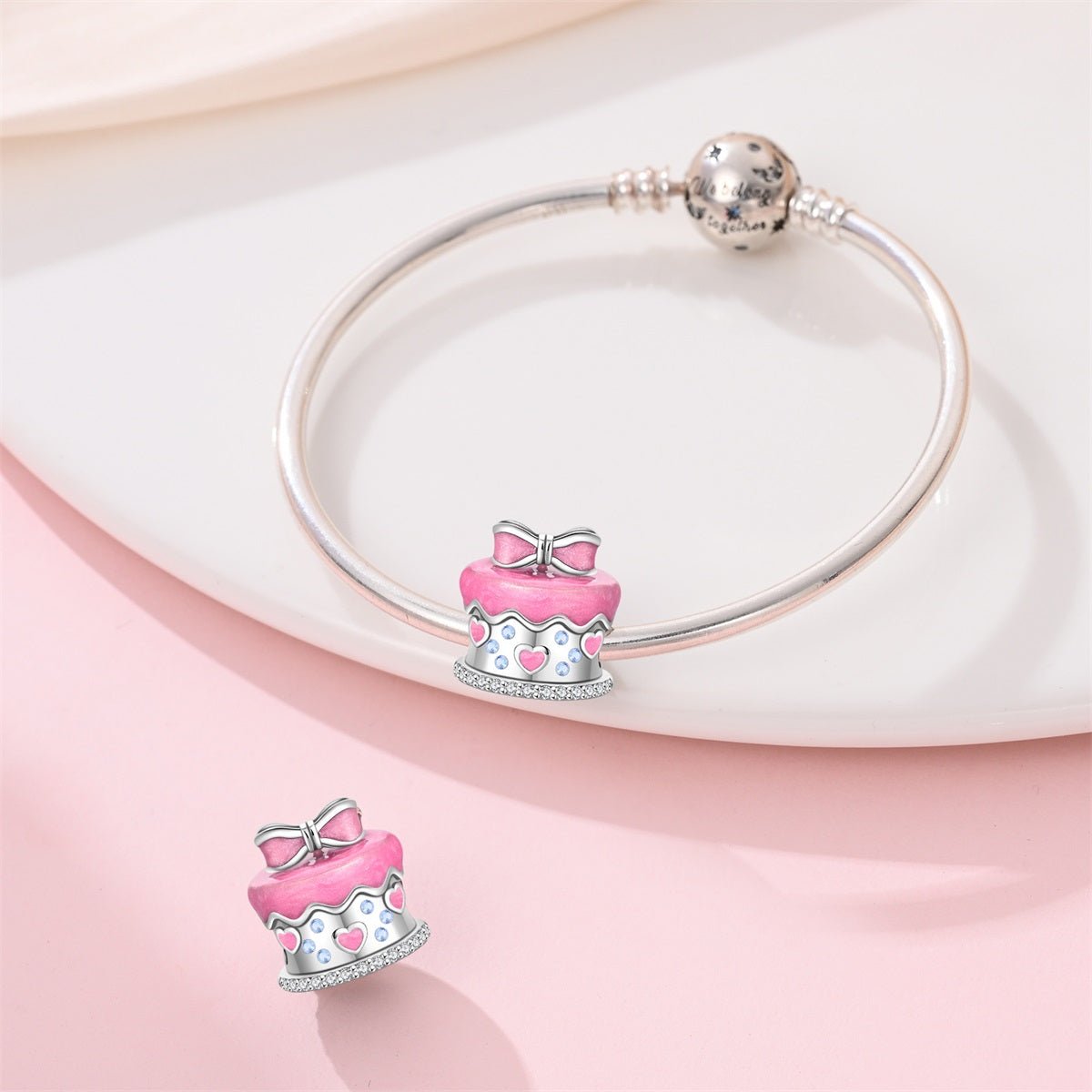 Amarante Jewelry Pink Bow & Hearts Birthday Cake Charm