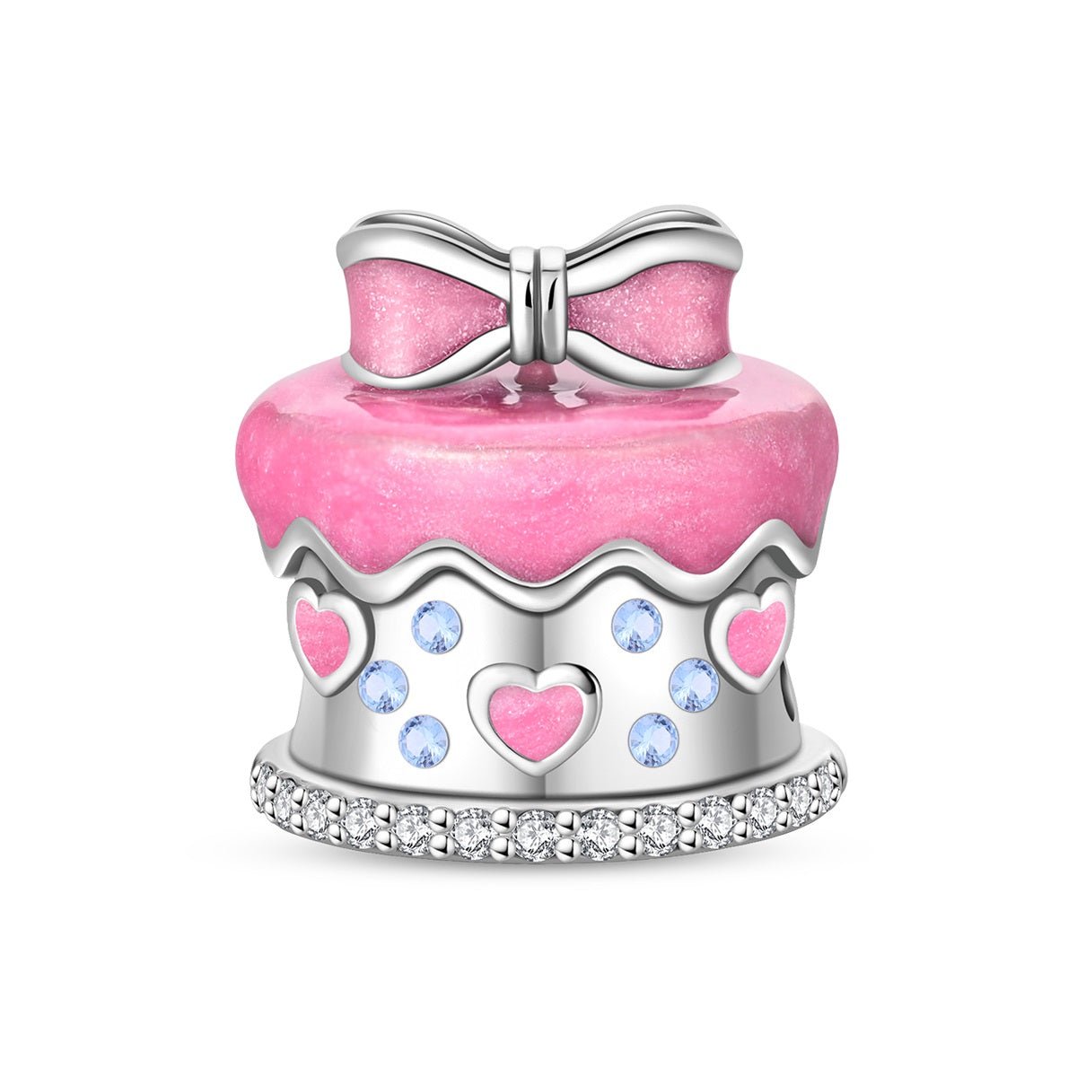Amarante Jewelry Pink Bow & Hearts Birthday Cake Charm