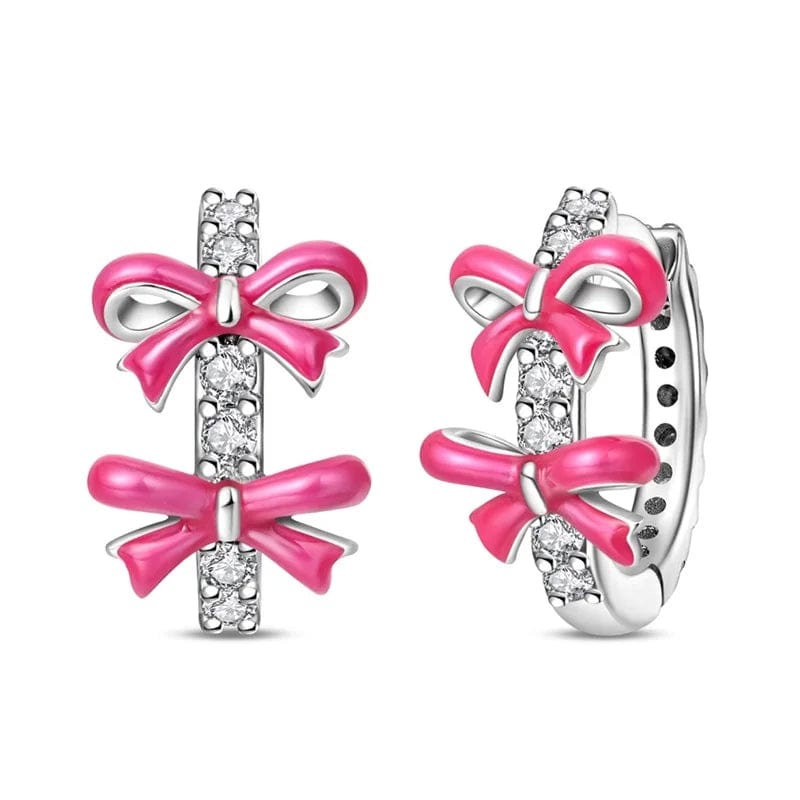 Amarante Jewelry Pink Bow Hoop Earrings