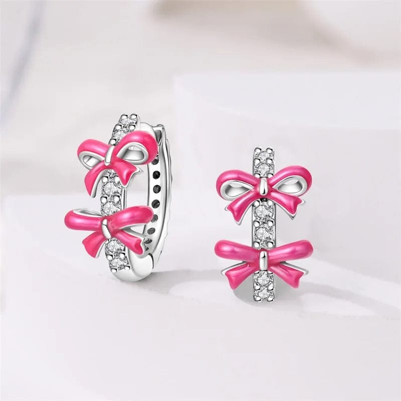 Amarante Jewelry Pink Bow Hoop Earrings