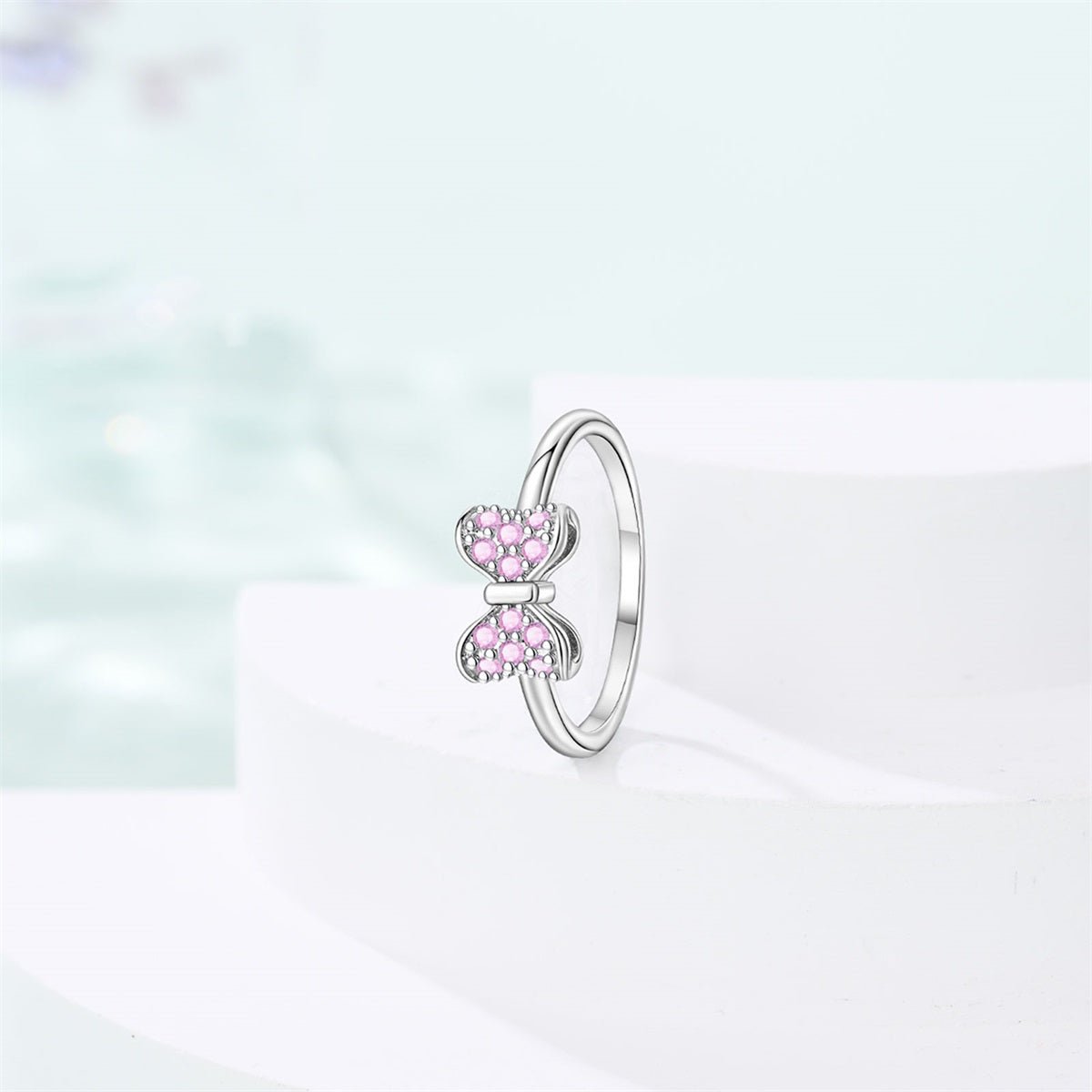Amarante Jewelry Pink Bow Sparkle Ring