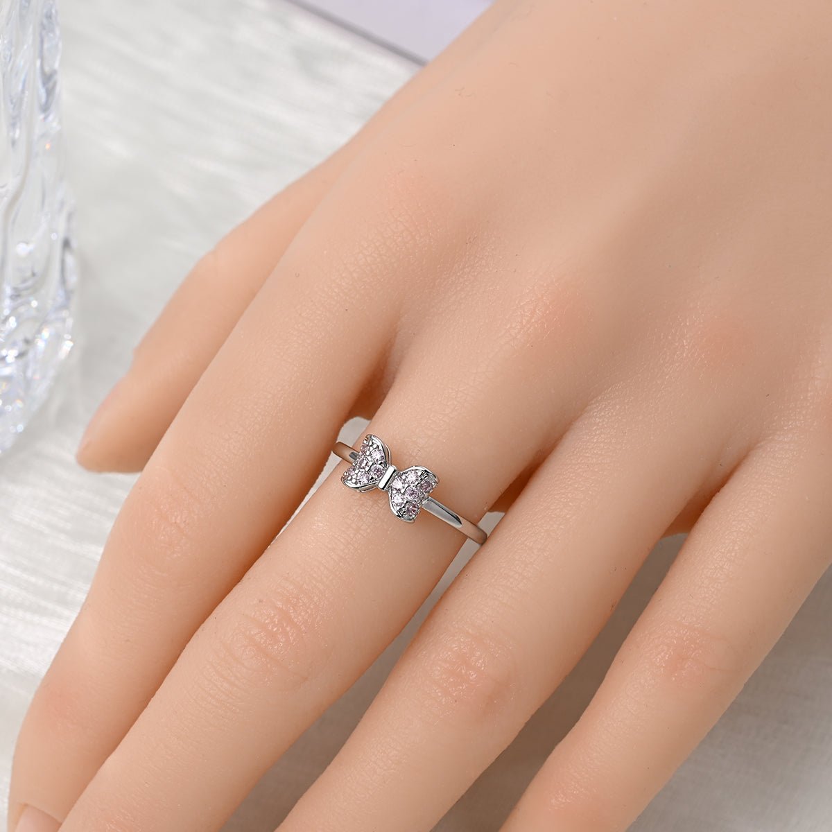 Amarante Jewelry Pink Bow Sparkle Ring