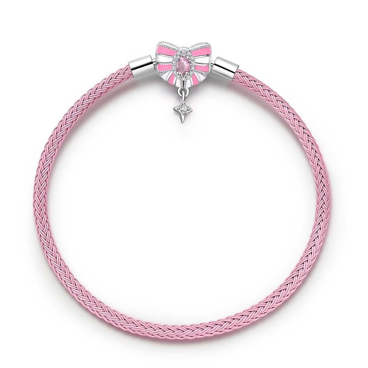 Amarante Jewelry Pink Bow & Star Dangle Leather Bracelet