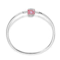 Amarante Jewelry Pink Camera Crystal Heart Snake Chain Bracelet
