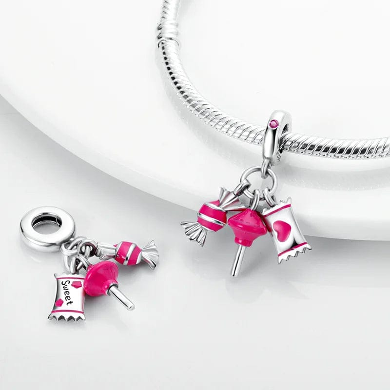 Amarante Jewelry Pink Candy Lollipop Love Triple Dangle Charm