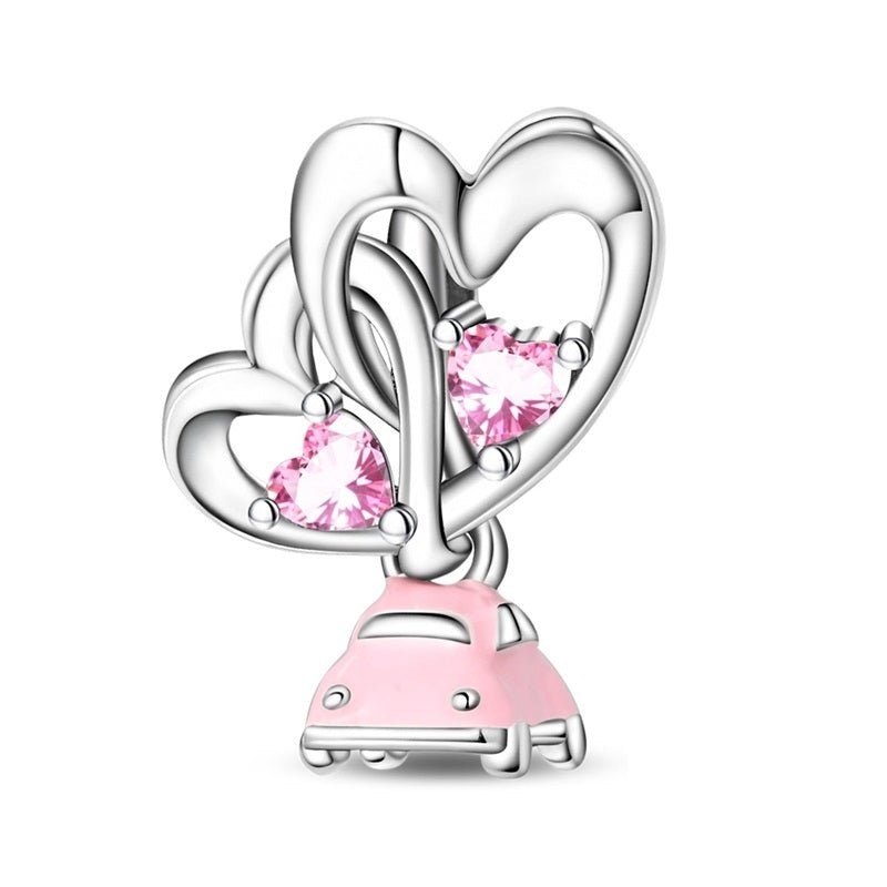 Amarante Jewelry Pink Car with Heart Balloons Charm