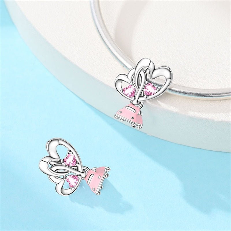Amarante Jewelry Pink Car with Heart Balloons Charm