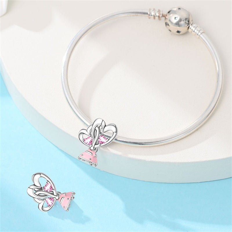 Amarante Jewelry Pink Car with Heart Balloons Charm