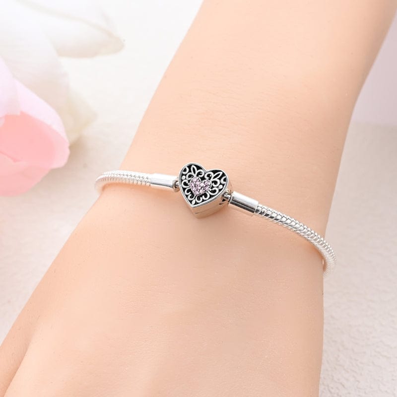 Amarante Jewelry Pink Crystal Heart Charm Bracelet