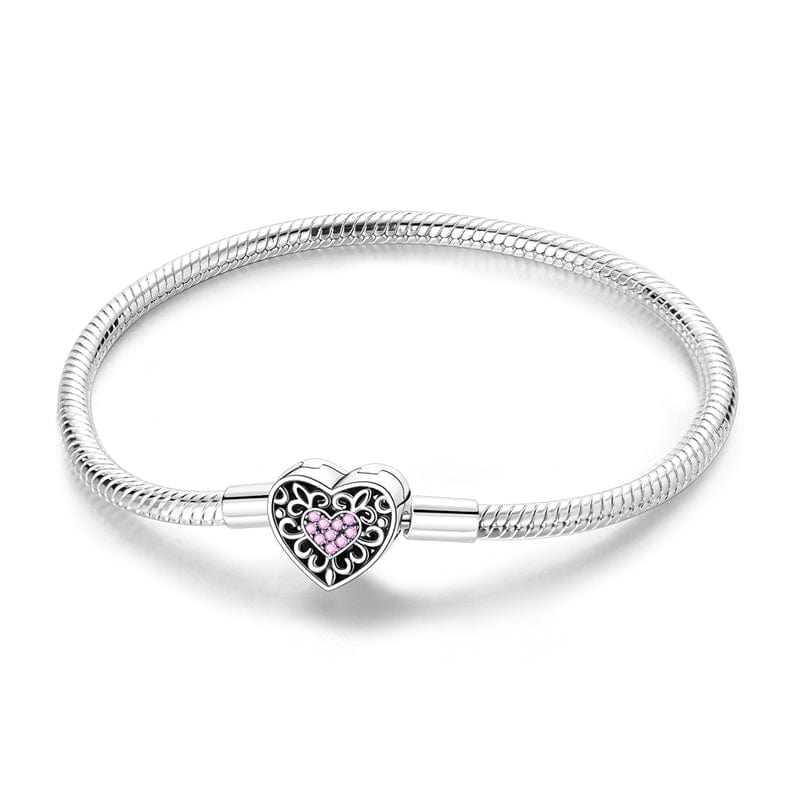 Amarante Jewelry Pink Crystal Heart Charm Bracelet