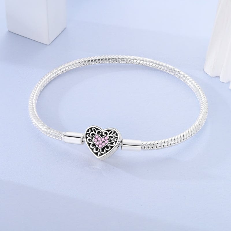 Amarante Jewelry Pink Crystal Heart Charm Bracelet