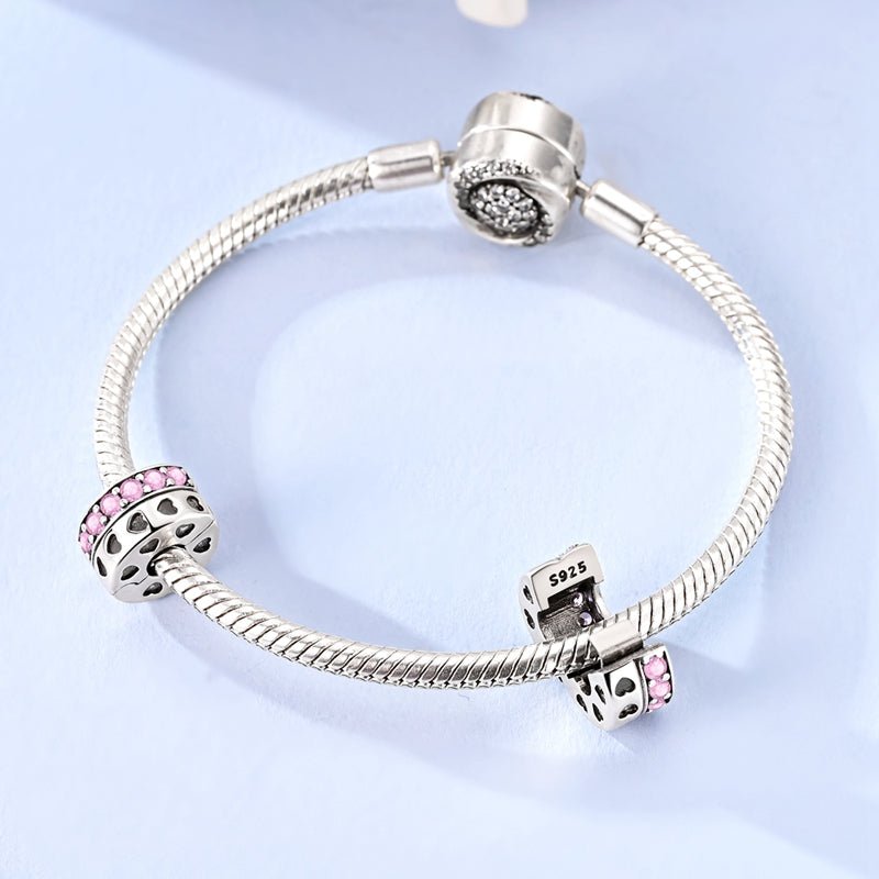 Amarante Jewelry Pink Crystal Hearts Clip Charm