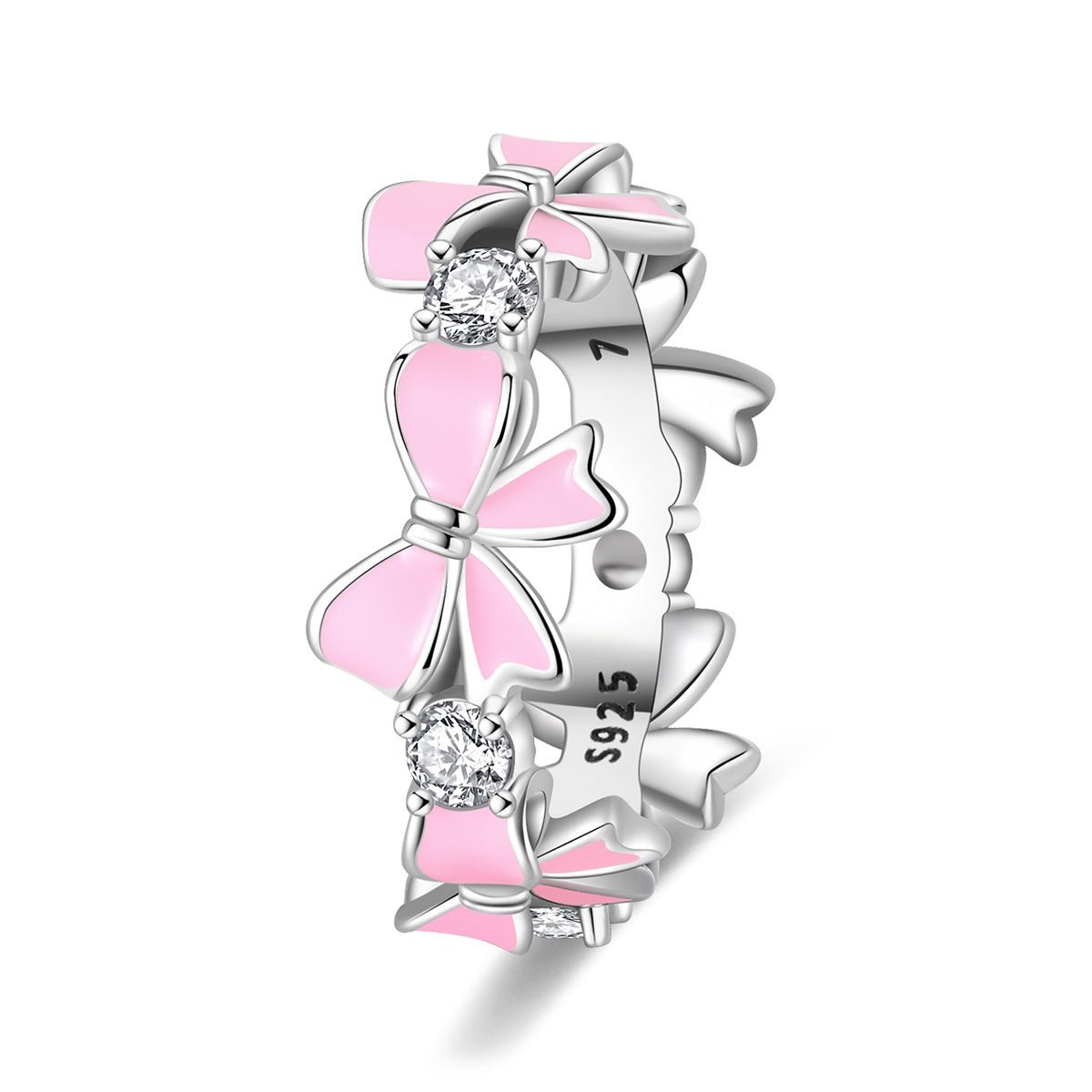 Amarante Jewelry Pink Enamel Bows & Sparkling Stones Ring