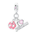 Amarante Jewelry Pink Football Ball & “I Love Football” Dangle Charm