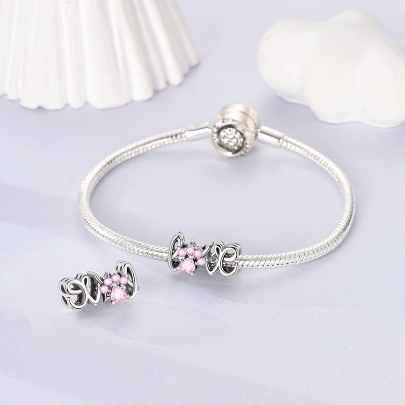 Amarante Jewelry Pink Gemstone Paw Love Charm