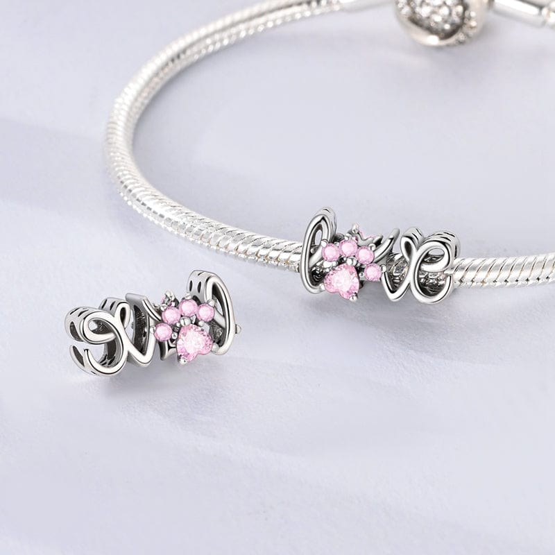 Amarante Jewelry Pink Gemstone Paw Love Charm