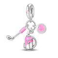 Amarante Jewelry Pink Golf Club, Bag & Heart Dangle Charm