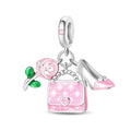 Amarante Jewelry Pink Handbag, Rose, & High Heel Dangle Charm