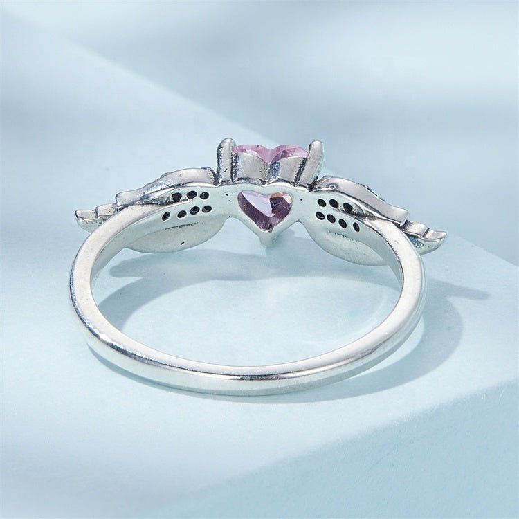 Amarante Jewelry Pink Heart Angel Wings Ring